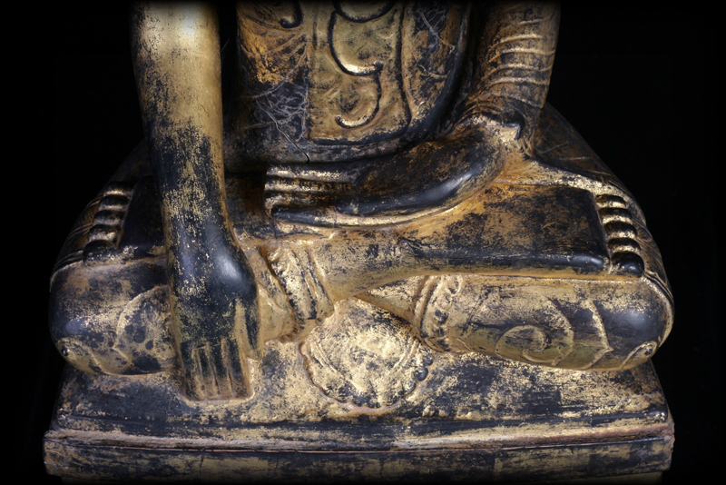 Extremely Rare 18C Wood Burmese Shan Buddha #A046